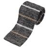 [Ojie] Silk 100% Knit Tie, Striped Pattern, Narrow Tie, Slim Tie, Black NK-033