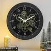 15 Inch Real Moving Gear Wall Clock Vintage Industrial Steampunk Metal Wall Clock for Living Room Decor Kitchen Home Office Hou