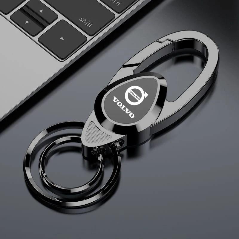 Car Keychain For Volvo XC40 XC60 XC90 S60 S90 V50 V70 V60 Metal Anti-Lost Dual Key Rings Durable Auto Key Holder Accessories
