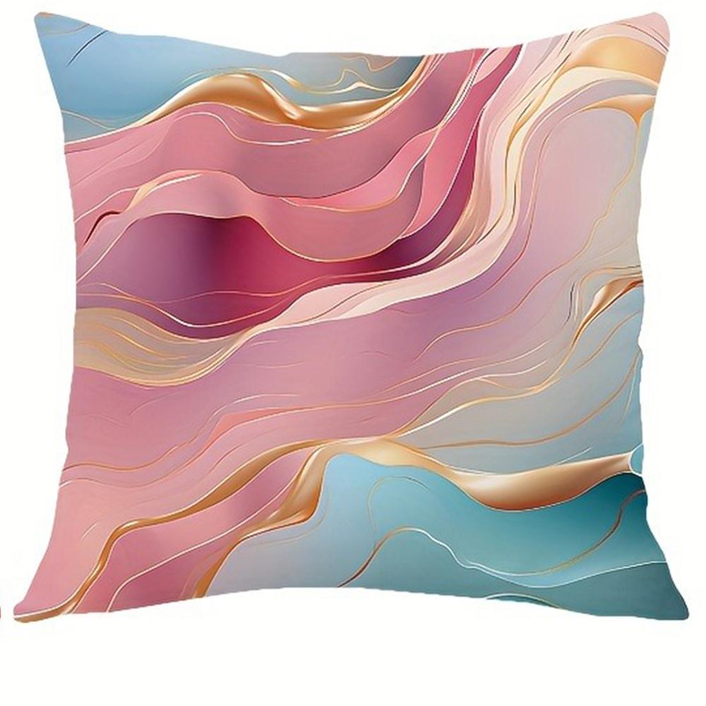 Home Decoration Ribbon Gold Thread Decorative Pillowcase, Ultra-soft Polyester Material Living Room Sofa Back Car Pillowcase