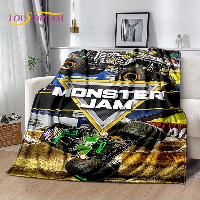 Monster Truck 3D Monster Jam Cartoon Weiche Decken, Warme Kuscheldecke Bequeme Decke für Picknick Betten Sofa Haus Schlafzimmer