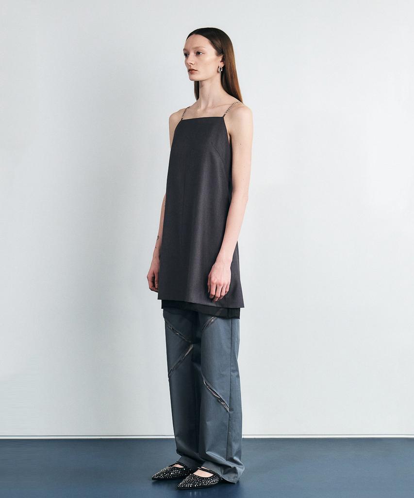 Sillot Chain Layered Mini Dress (Charcoal)