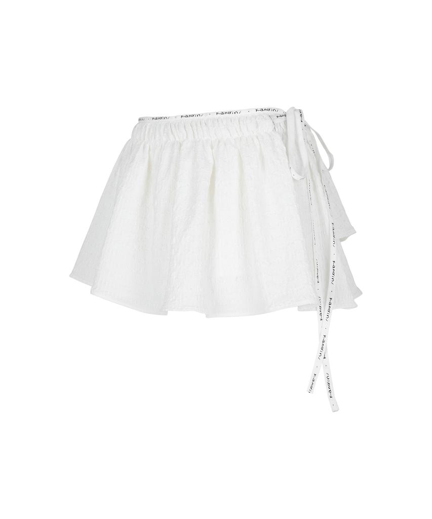Candini White Seersucker Wrap Skirt