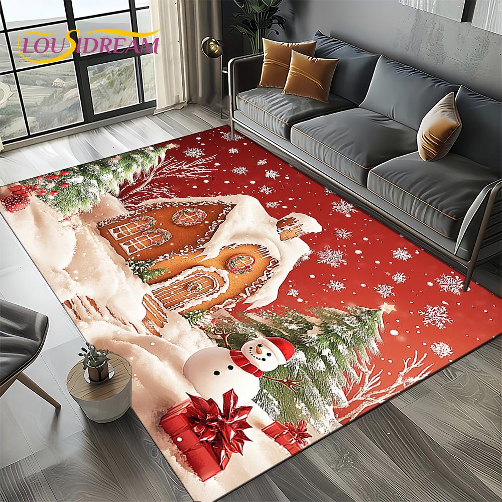 2025 Frohe Weihnachten Baum Weihnachtsmann, Neujahr Märchen Geschenk Teppich für Zuhause Schlafzimmer Sofa Fußmatte Dekoration, Rutschfeste Bodenmatte