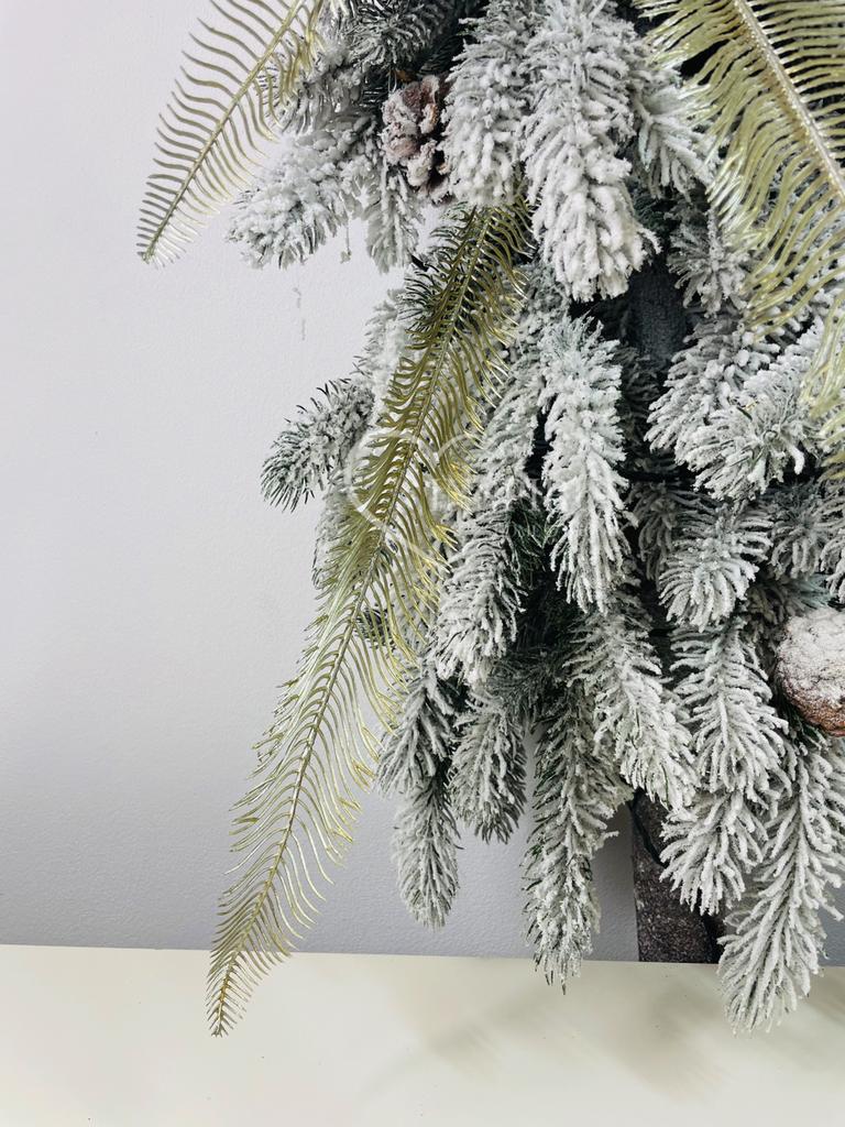 Liść palmy, gałązka dekoracyjna złota metaliczna - liście do stroików i na choinkę 57 cm