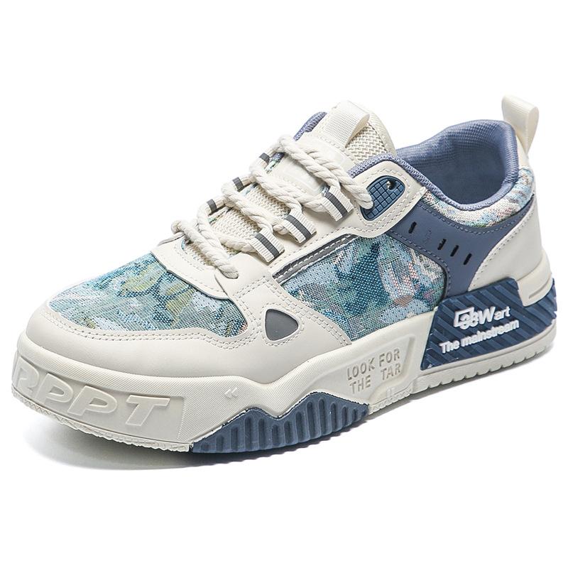 Herrenschuhe Frühling Atmungsaktive Canvas-Schuhe Männlicher Student Trend All Match Dickbesohlte Kleine Weiße Brettschuhe Sport Daddy Tide Schuhe
