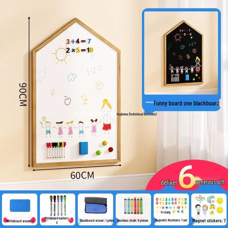 Chevalet Magnétique Double Face en Bois Massif: Tableau noir effaçable et sans poussière pour le dessin et l'écriture des enfants.