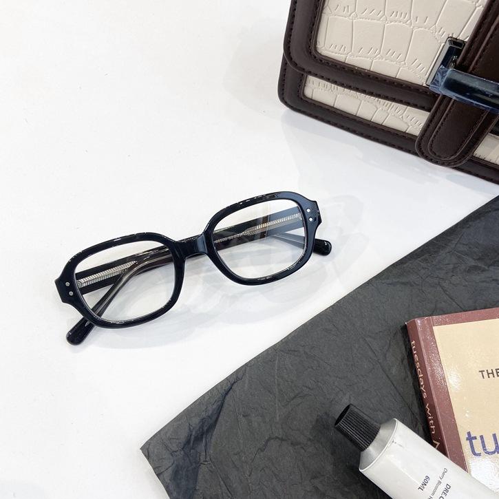 Fashion Square Oval Anti Blue Light Glasses Retro Black Red Thick Frame Plain Eyes Female Eye Protection