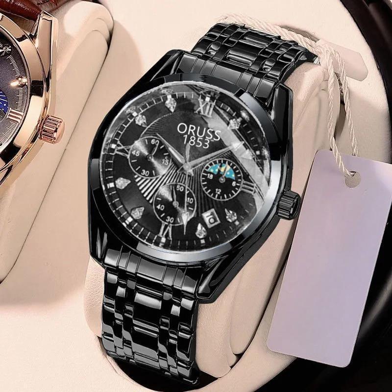 Brand Oruss Sp673 New Top Luxury Mens Watch With Box Waterproof Calendar Luminous Steel Belt Mens Quartz Watches