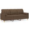 3 Seater Sofa with Decorative Cushions Brown 180 Cm Fabric