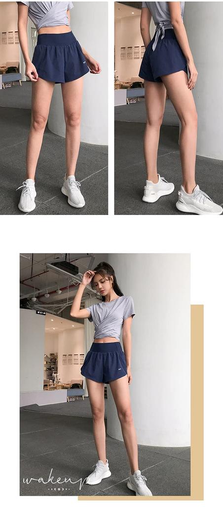 RAKUKOU Short met Sportshort voor Yoga Maat Dames Ingebouwde Zakken, Hardlopen, Zomer, Zacht, Ademend, Rekbaar, Vochtafvoerend, Sneldrogend,