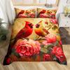 Red Cardinal Duvet Cover Set For Kids Teens Queen King Lightweight Quilt Cover Animal Pattern Bedding Set Bedroom Decor No Quilt