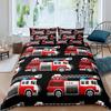 Firefighter Truck Duvet Cover Set Kids Firemen Car Vehicle Bedding Set For Boys Fire Engine Pattern King Size Comforter Cover
