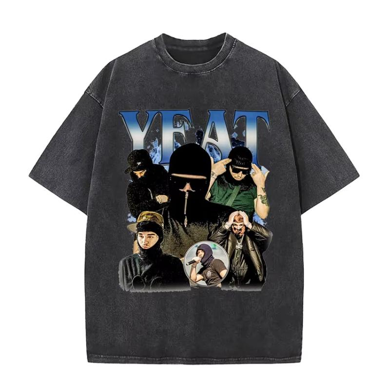 Rapper Yeat Lyfestyle Vintage Gewassen T-shirt Mannen Vrouwen Hip Hop Mode Hoge Kwaliteit T-shirts Casual Oversized T-shirt
