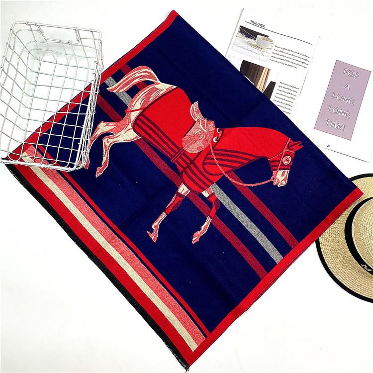 400g Retro Ethnic Bluebird Scarf: Women's Winter Warm Neck Warmer, High-End Imitation Cashmere Shawl.