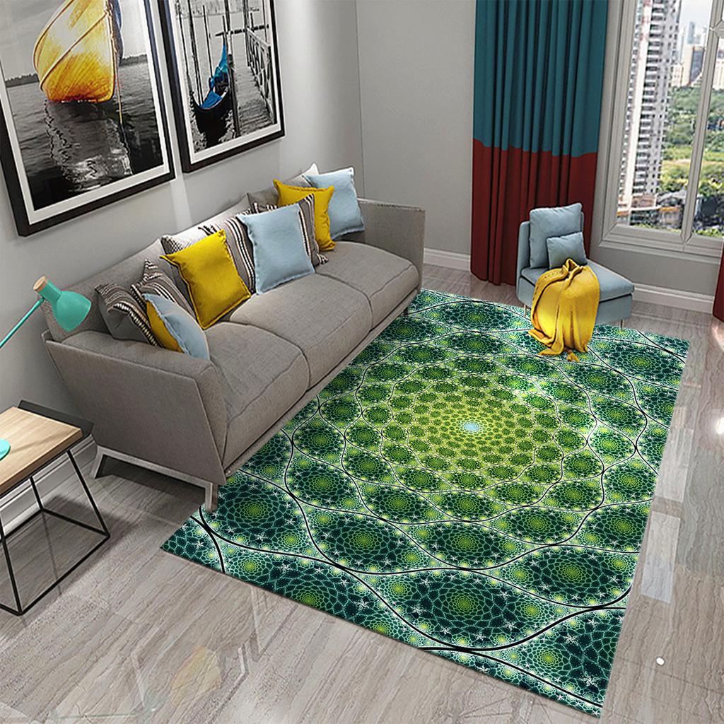 3D Optical Illusion Psychedelic Carpet Colorful Geometry Vertigo Carpet Living Room Bedroom Bathroom Entrance Non-slip Floor Mat