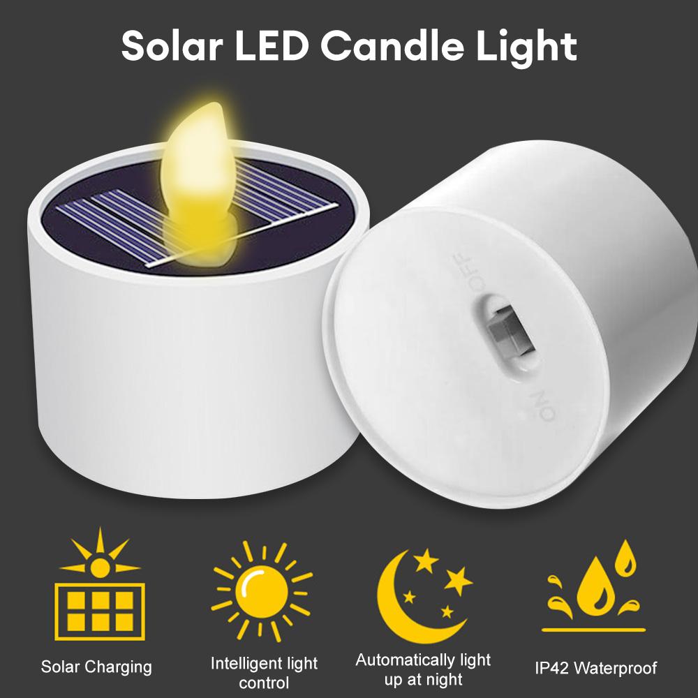 6/2/1 st Sol-LED Värmeljus LED-ljus Flamlösa Utomhus Solcellsljus Uppladdningsbara Ljus för Julfest Trädgård Hem
