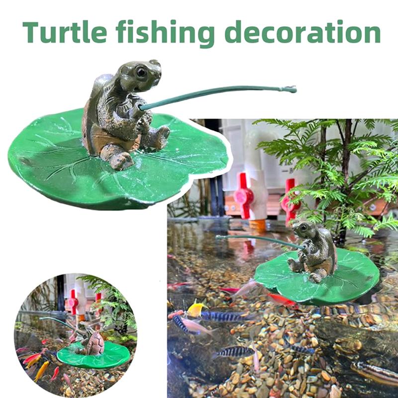 Resin Turtle Ornament Aquarium Decoration Turtle Fishing Resin Fishing Turtle Statue For Fish Tank Aquarium Pond Garden Decor