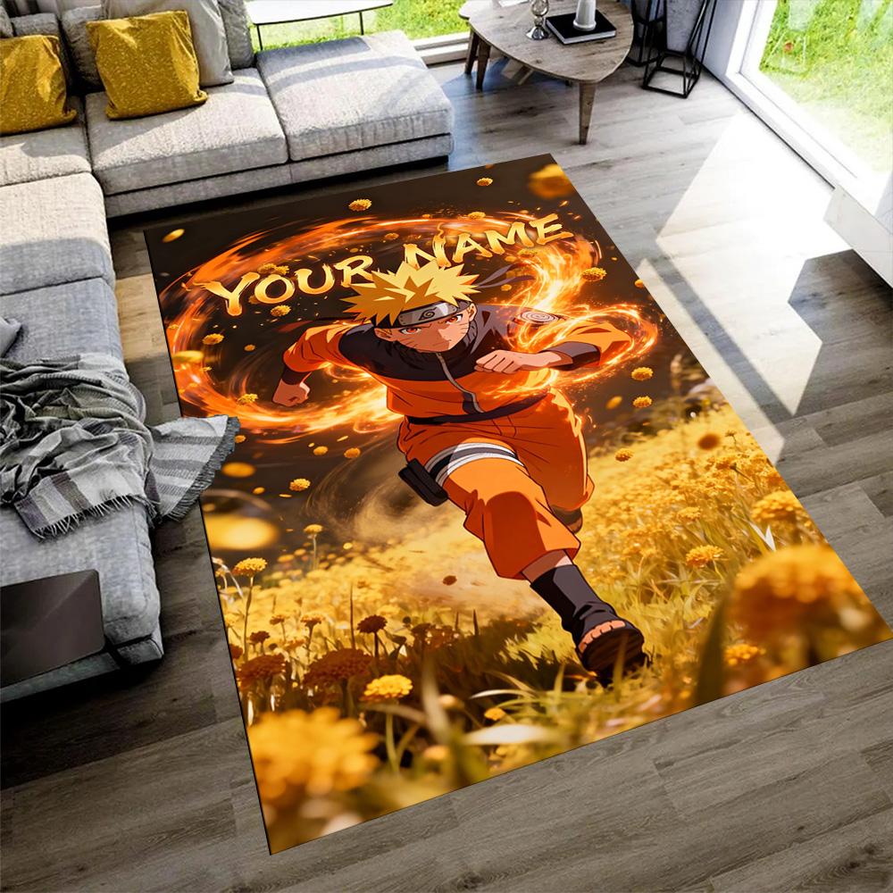 Naruto Character Customize Text Floor Rug Office Rug Suitable for Study room Decorate room Kitchen Playrooms Anti-slip Rug Anime Office Decor