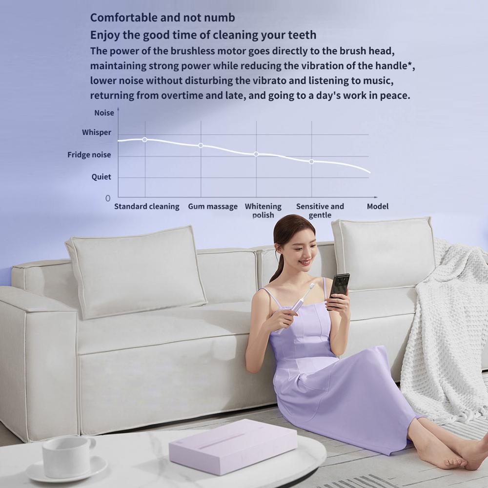 Xiaomi Mijia Sonic Electric Toothbrush T302 IPX8 Waterproof Wireless Charging 4 Brush Head Sonic