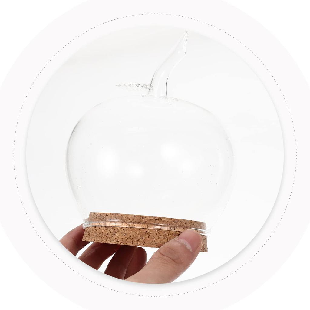SEWACC Clear Glass Cloche Dome Case Apple Cover Decoration Tabletop Centerpiece Cloche Jar with Wood Base