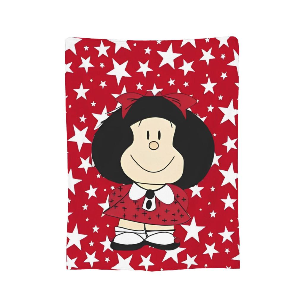 Kawaii Mafaldas Blankets Anime Cartoon Flannel Funny Soft Throw Blanket for Bedding Lounge Summer,