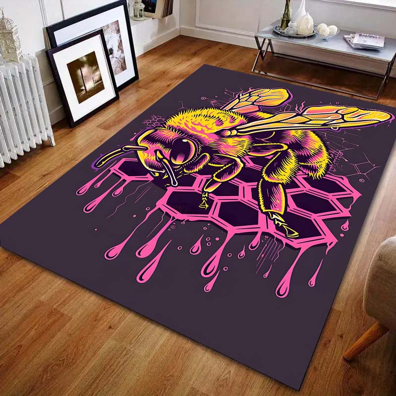 Bees and Hives Print Carpet for Living Room Bedroom Bedside Sofa Table Floor Mat Home Area Rug Decor Large Size