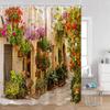 Vintage European Style Street View Shower Curtain Street View Old Stone Wall Plant Bathroom Curtain Bath Decoration