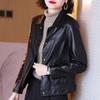 Women's Slimming Chic Motorcycle Leather Jacket - Short Korean Fashion for Spring & Autumn 2025