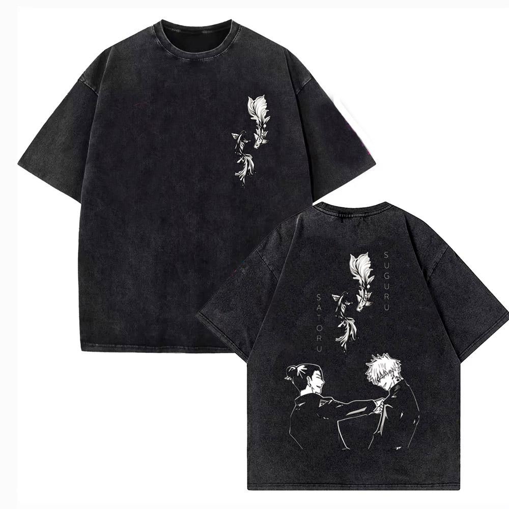 Anime Jujutsu Kaisen Choso Print T Shirt Men Women Y2k Tshirts Vintage Washed Cotton Tee Harajuku Male Short Sleeve Tshirt