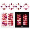 48Pcs False Nail Pink Heart Cherries Blossom Glitters Pattern Romantics Theme Easy to Apply for Parties Daily Use
