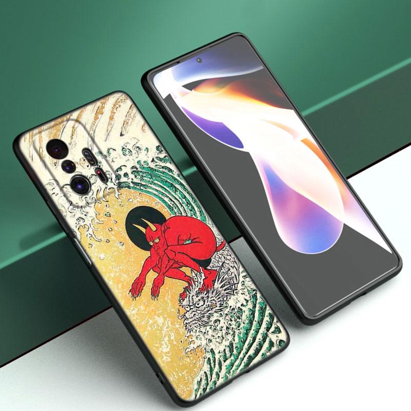 Capa de telefone japonesa com dragão anime para Xiaomi Mi A2 8 9 SE Note 10 10T 11 12 Lite 9T 11T 12S 12T Pro A3 6X 12X TPU capa preta