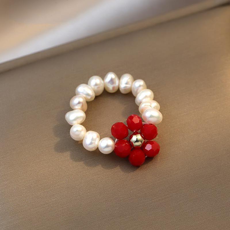High Quality Sweet Flower Design Natural Freshwater Pearl Female Party Ring For Women Cheap Gifts
