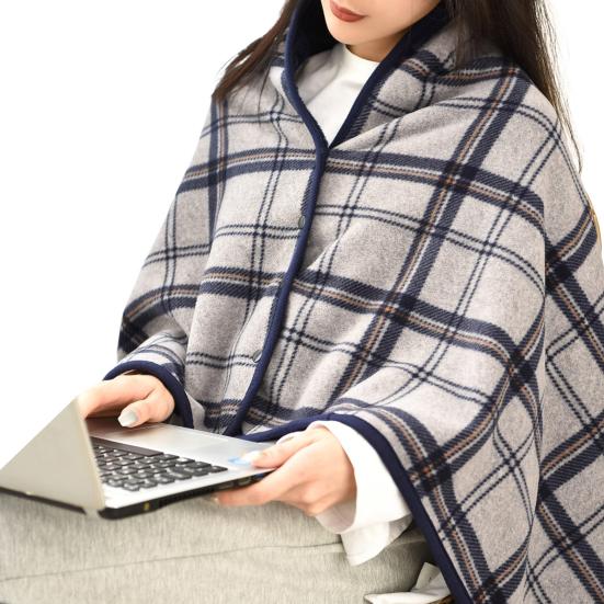 Winter Throw Blanket Plaid Super Soft Polar Fleece Thermal Insulation Single-Breasted Shawl Nap Blanket for Daily Use Work Home School