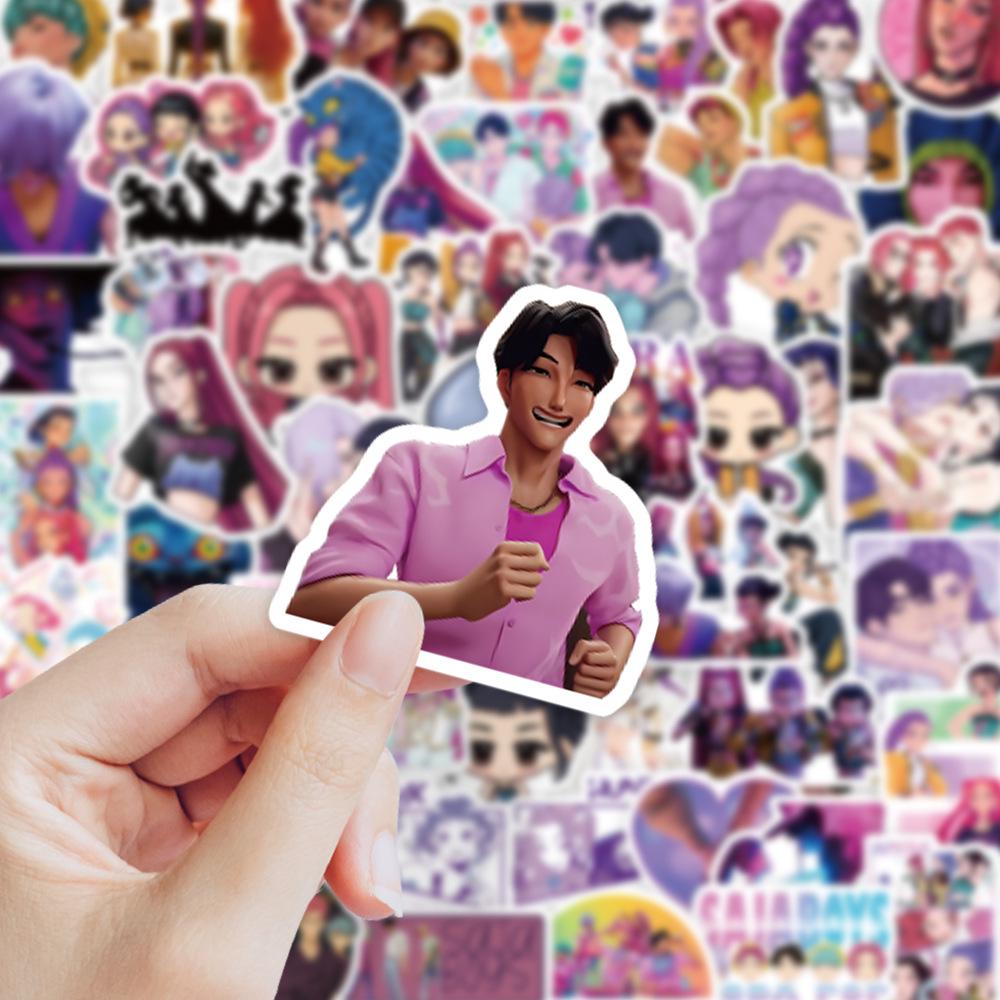 K-Pop Demon Hunter Girl Group Stickers: Creative, Two-Dimensional, DIY Scrapbook, Waterproof, 74-Pack.