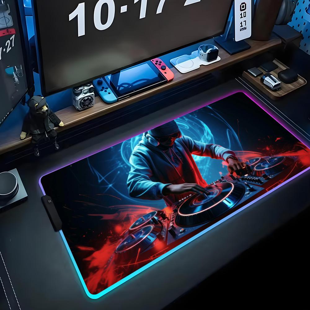 Music Dj Mouse Pad RGB Gaming Mousepad Big LED Pad PC Desk Mat Luminous Mouse Pad Large Keyboard Mats Table Rug With Backlit