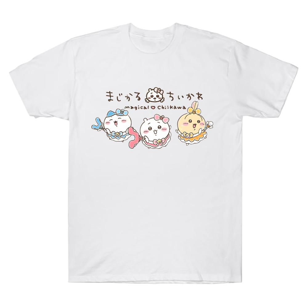 Chiikawas Magical Girl T Shirts Magical Chiikawa Kawaii Cartoon Tees Unisex Anime Casual Clothes Boy Girl Tops Cotton Tshirts