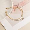 Clear Zircon Charm Bracelet Gold Color Stainless Steel Double-layer Beads Chain Anklets for Women Zircon Gift Wholesale