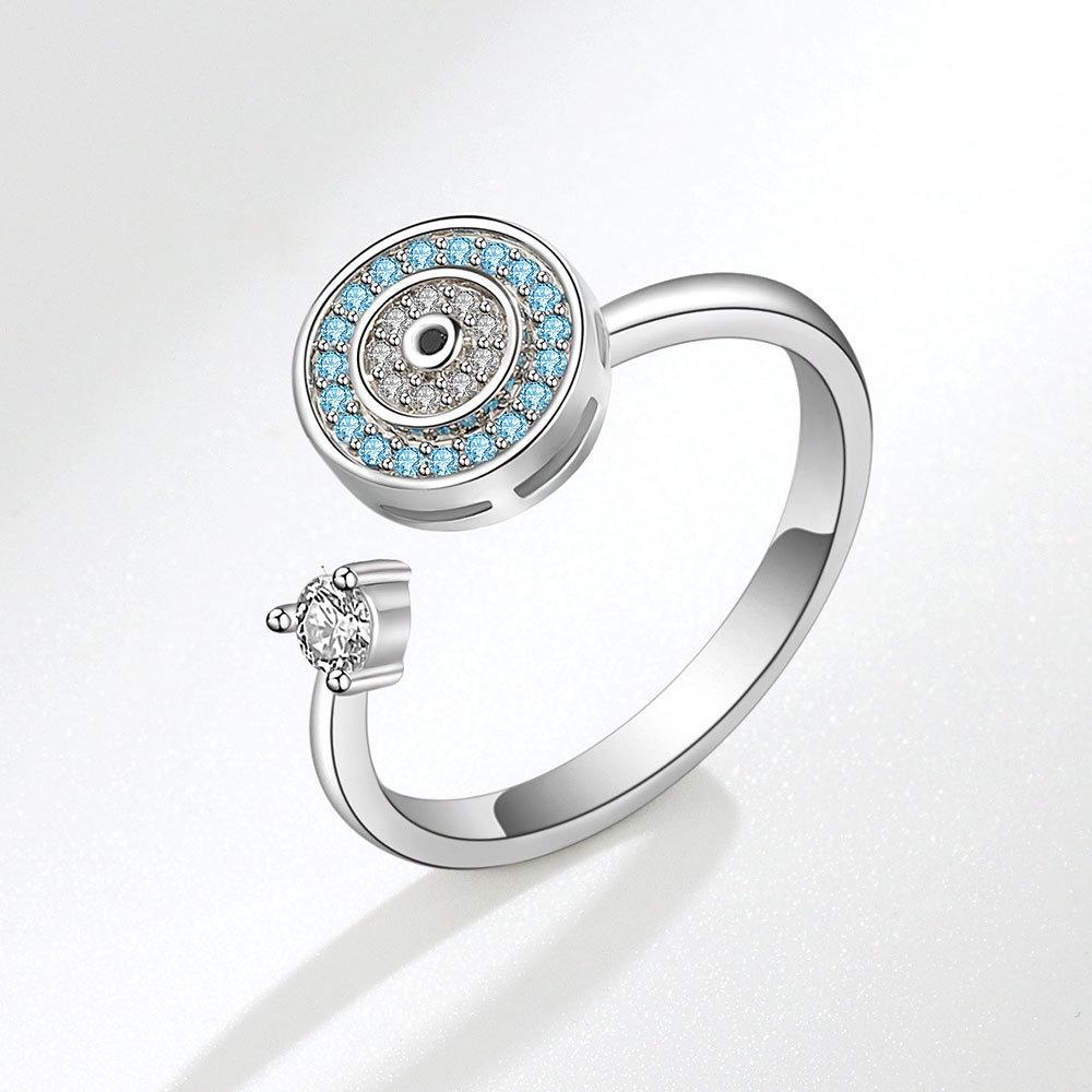 SMJEL Fidget Spinner Anello Ansia per Le Donne Multiplo Fiore di Cristallo Occhio Farfalla Anello Animale Ruota Anti-Stress Matrimonio Jewerly