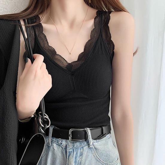 Women's Thermal Tank Top Lace Fleece Lined Warm Base Layer Vest Sleeveless Padded Camisole Undershirts