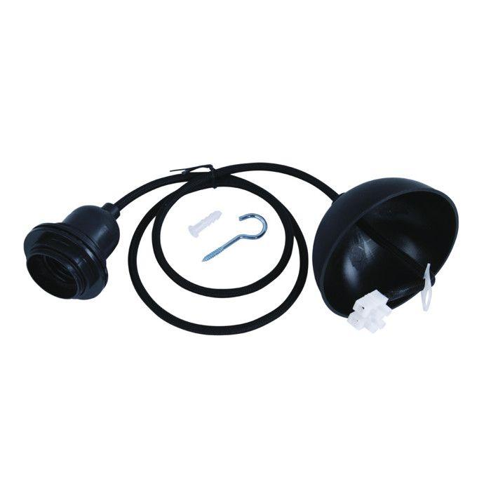 Lamp Socket, Pendant Lamp. P.SocketE27, Black, 100cm, Av. Threaded Ring, 1 Pc.