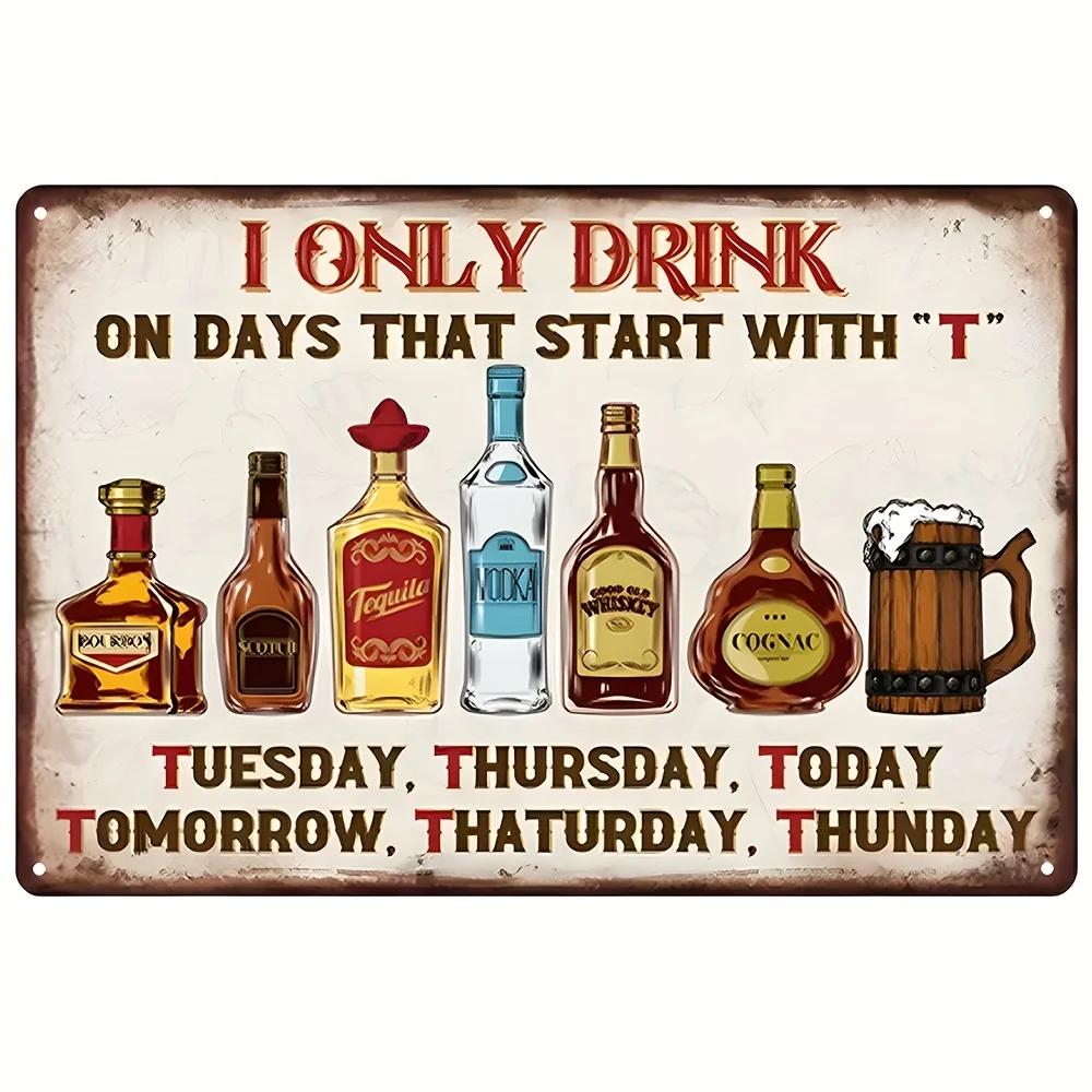 FJ Vintage Bar Signs Bar Decor Funny Bar Open Metal Signs for Home Bar Man Cave Decor Signs 20x30 Cm Retro Bar Metal Iron Signs