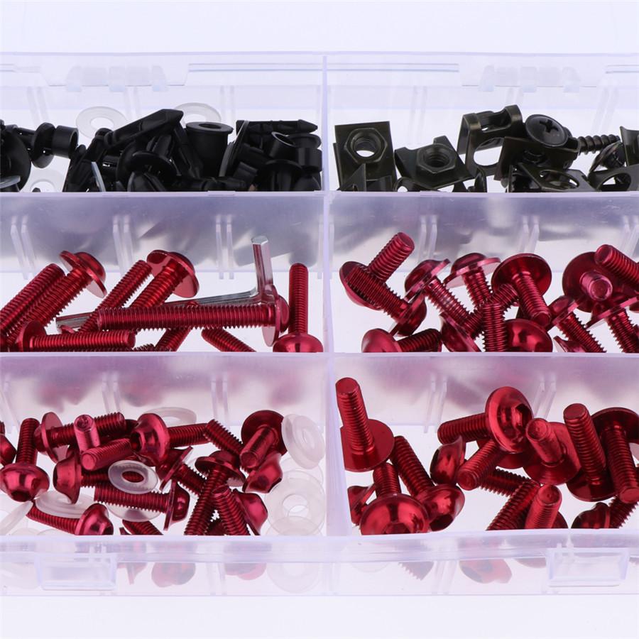 173Pcs Red Universal Motorcycle Complete Fairing Bolt Kit Fastener Clips Screws