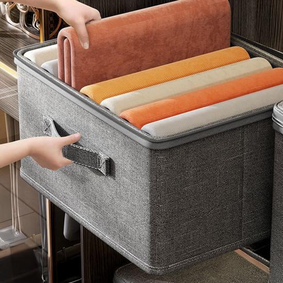 Scatola portaoggetti pieghevole in tessuto, contenitore cubico con coperchio con cerniera, impilabile, organizer per armadio per vestiti, biancheria da letto, giocattoli, coperte