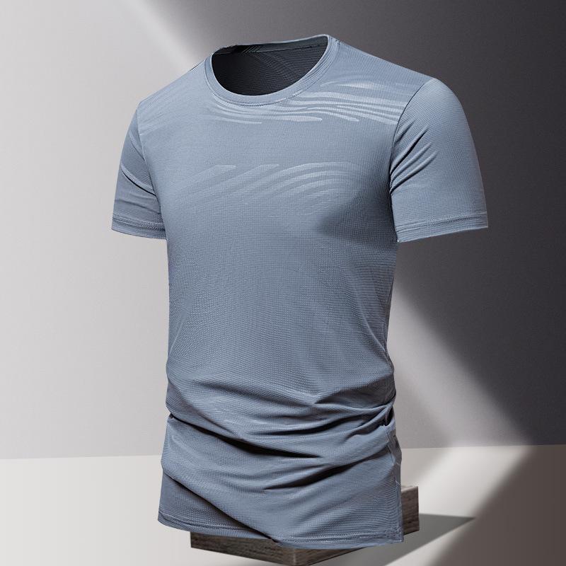 T-shirt Men's Short Sleeved Ice Silk Quick Drying Clothes Outdoor Fitness Sports Round Neck Short T Men