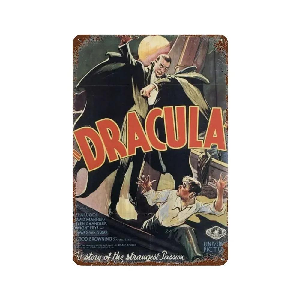 Mfoever Classic Horror Movie Poster Rusty Metal Tin Plaque Retro Decorative Plate Bar Man Cave Garage Club Metal Sign Wall Decoration