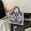 Fashion National Wind Large Capacity Handbag Canvas Cotton Hemp Shoulder Armpit Tote Bag Women's Bag