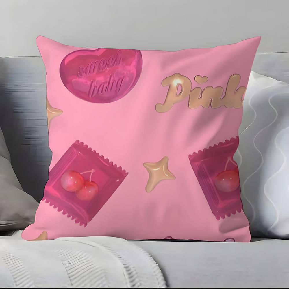 Sweet Pink Candy Pillow Case Ultra Soft Skin Friendly Fabric Cloud Like Comfort & Concealed Zipper
