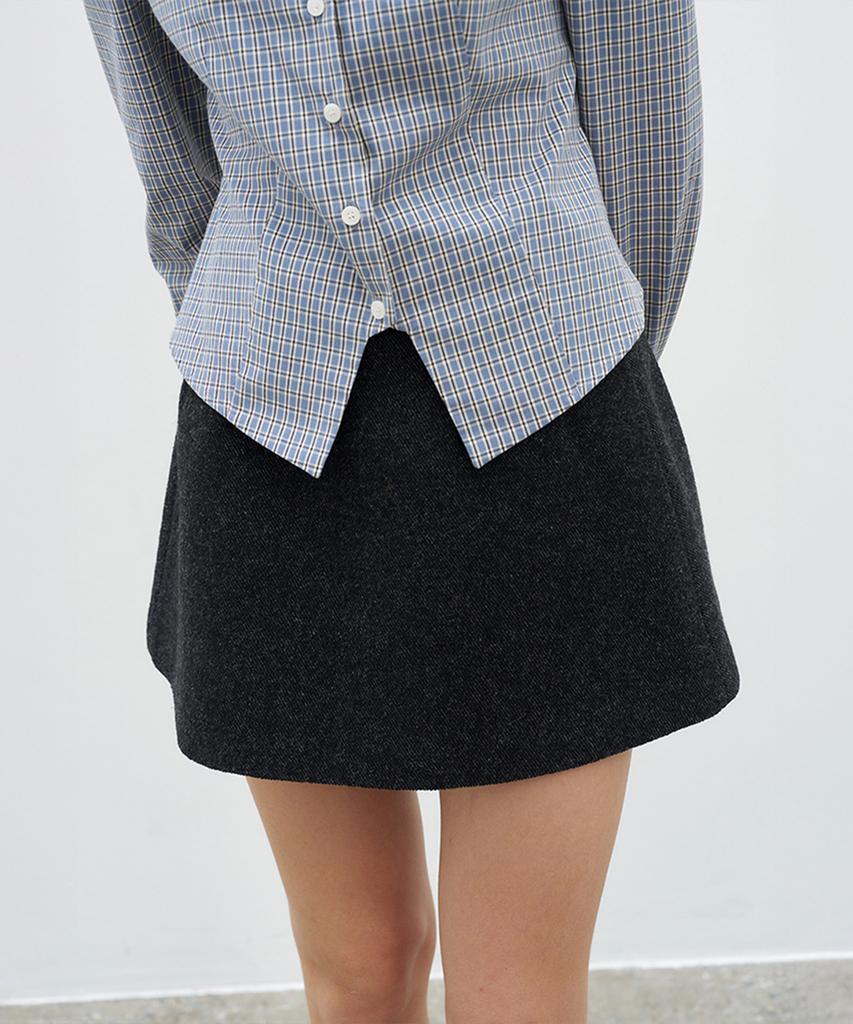 Bember Basic Wool Mini Skirt_Charcoal