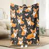 Corgi Flannel Blanket - for Sofa, Travel, Bed, Camping, Office, Decoration, Comfort and Warmth - Christmas